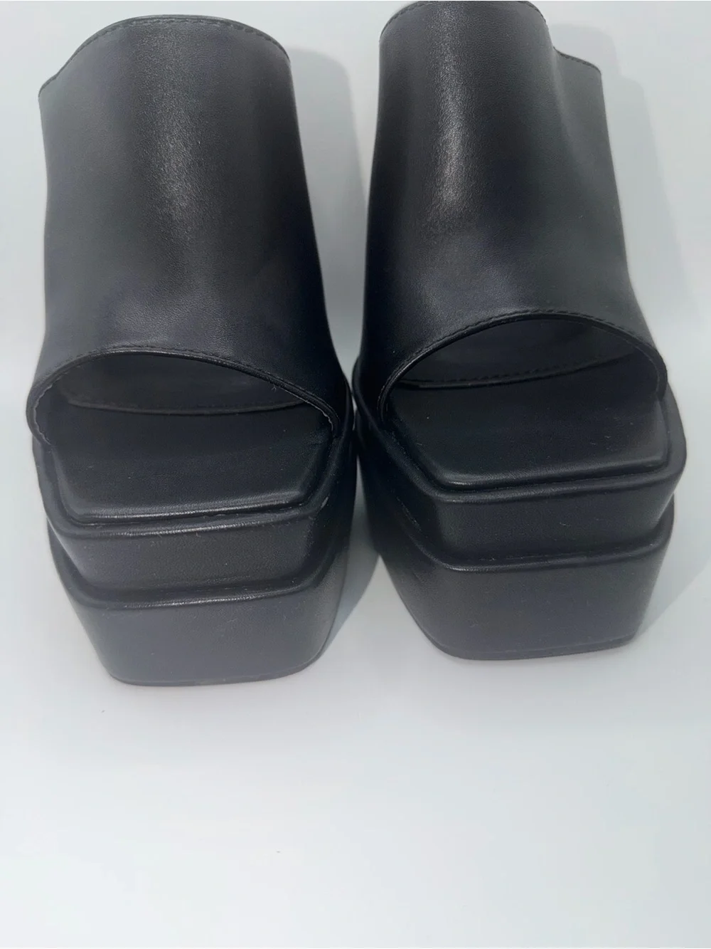Public Desire Black Chunky Platform Mule Heels